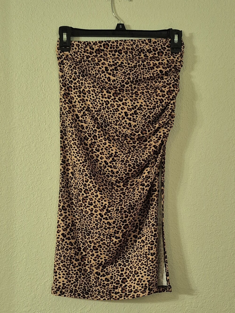 Emily Rose Leopard-Print Midi  Skirt in Beige and Black
